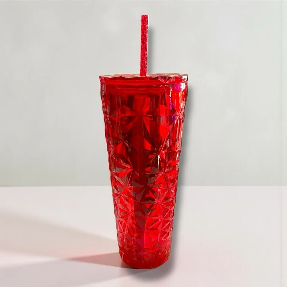 Starbucks Christmas 2023 Red Diamond Prism‎ Crystal Tumbler Cold Cup 24oz Venti